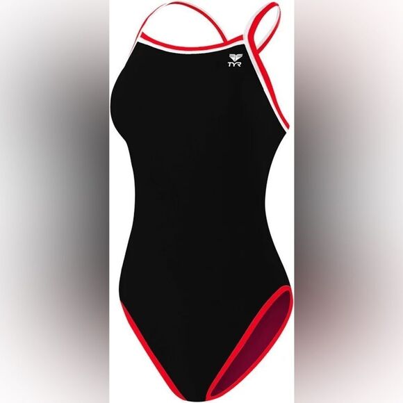 NWT New TYR Diamondfit Hydraspan Black Red Reversible Racing Swimsuit Sz 4 / 30 - Picture 1 of 6